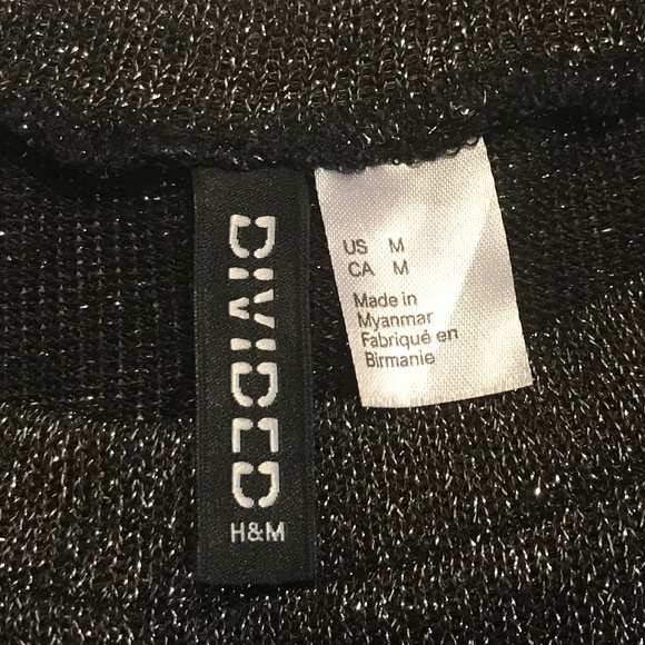 H&M Divided metallic silver dark gray long sleeve crewneck cropped sweater (M) - Picture 3 of 14